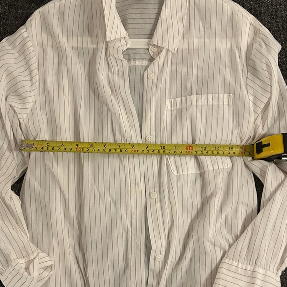 H&M Button Up Striped Blouse in white/red - Picture 2 of 6